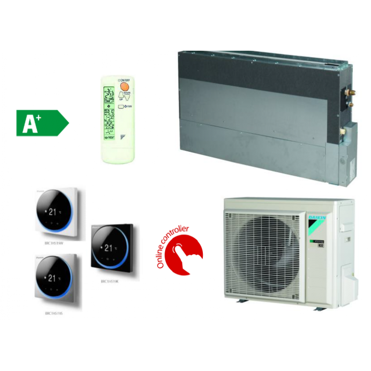 Šilumos siurblys DAIKIN SPLIT ortakinis FNA-A9-RXM-R BLUEVOLUTION FNA60A9-RXM60A Šildymo galia 7,0 kW, Šaldymo 6,0 kW Freonas R32